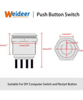 Diagram of 12mm Momentary Push Button Switch With Blue LED Ring That Feels Beefy Tough Metal Chassis Waterproof Power Button