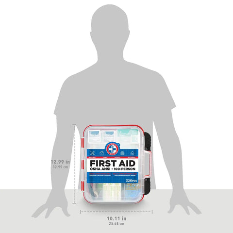 326 Piece First Aid Kit In Hard Red Case Exceeds OSHA And ANSI Standards For Home Office Car School Travel Camping Hunting All In One Sports Comprehensive Emergency Medical Supplies For Any Situation