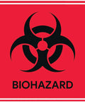 Straight Fire Heavy Duty Waterproof Biohazard Warning Stickers Big Time Visibility 4X4 Inch Decals on red background with biohazard symbol.