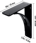 Heavy Duty Shelf Brackets 10 By 12 By 2.5 Inch Two Pack, Steel Triangle Mantel Brackets, DIY Metal Shelf Brackets Matte Black, dimension view