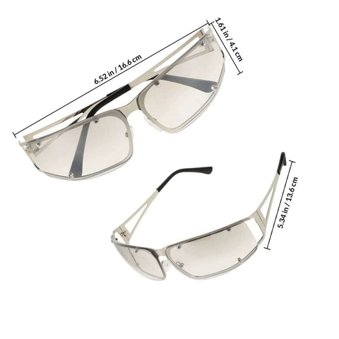 Dope Metal Frame Retro Sunglasses For Women With Hollow Design, Street Style Summer Outdoor Shades, UV400 Protection
