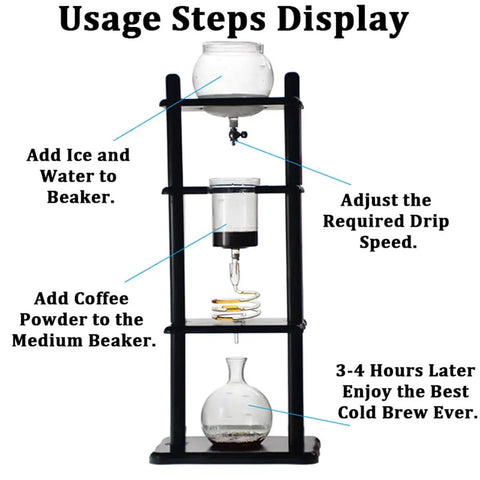 Usage steps for Nailing Your Daily Grind With This Barista Grade Ice Coffee Drip Tower And 1000Ml Glass Brewer.