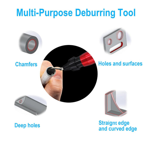 Coeweule premium deburring tool with red handle and 15 HSS swivel blades for metal, resin, PVC, plastic