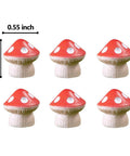 Set Of 6 Red Hinge Head Decorative Toppers For Doors With Magnetic Hinge Heads Mushroom Style Quirky Miniature Trinkets