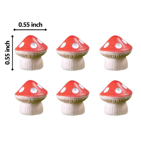 Set Of 6 Red Hinge Head Decorative Toppers For Doors With Magnetic Hinge Heads Mushroom Style Quirky Miniature Trinkets