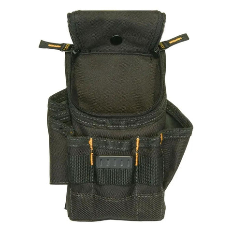 Front view of Ziptop Utility Pouch Small with double pull zipper and snap-back lid, tool organizer for wrenches, bits, pliers, small parts.