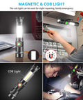 Rechargeable LED Flashlight With Strong Magnetic Tail COB Work Light used in garage highlighting its magnetic feature