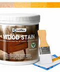 Golden Oak Wood Stain And Sealer In One 16 Oz container with brush, perfect for indoor and outdoor wood projects.