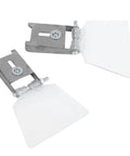 Pair Of Heavy Duty Bench Grinder Eyeshields crafted with top shelf 304 stainless steel, featuring transparent glass for optimal visibility.