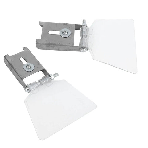 Pair Of Heavy Duty Bench Grinder Eyeshields crafted with top shelf 304 stainless steel, featuring transparent glass for optimal visibility.