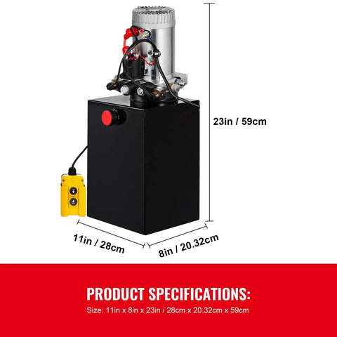 Electric Hydraulic Pump 20 Quart Double Acting With Metal Reservoir For Dump Trailers Heavy Duty And Easy To Install Built In Overpressure Relief Valve For Safe Reliable Power Preassembled And Ready To Run