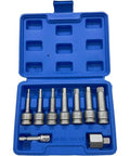 Top Shelf Broken Screw Extractor Set With Hex Socket Removal Tools For Stripped Bolts And Damaged Fasteners Perfect Auto Repair Kit In Metal Case Tough As Nails, blue case open