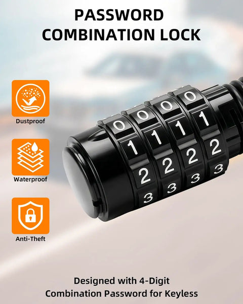 Close-up of Keyless Trailer Hitch Lock For Two Inch Receivers Five Eighths Inch Pin Heavy Duty Weatherproof Lock showing resettable combo