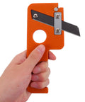 Hand holding orange Hand Planer Block Plane For Edge Trimming And Chamfering, 8mm Blade, Manual Woodworking Tool, retractable blade shown