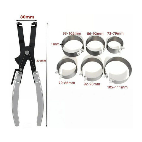Premium 7-Piece Piston Ring Compressor Kit For Universal Engine Assembly And Heavy Duty Auto Maintenance That Simplifies Installation With Super Durable Pliers Tool, 80mm pliers and 1mm bands