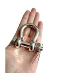 Heavy Duty Marine Grade Bow Shackles Built Tough From 316 Stainless Steel For Real Saltwater Resistance And Hard Core Boat Rigging Gear 3/8 Inch 2 Pack in hand