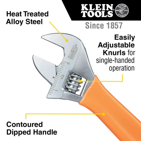 Extra Capacity Jaw 4 Inch Adjustable Wrench For Tight Spaces With Forged Heat Treated Alloy Steel SAE And Metric Scales Smooth Turning Knurl