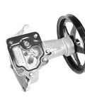 Side view of ACDelco GM Original Equipment vacuum pump with black pulley, aluminum housing (12669488)