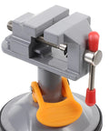 Close-up of Mini Vise Clamp With Suction Mount Fully Rotatable Bench Vise For Woodworking Metalworking And Welding
