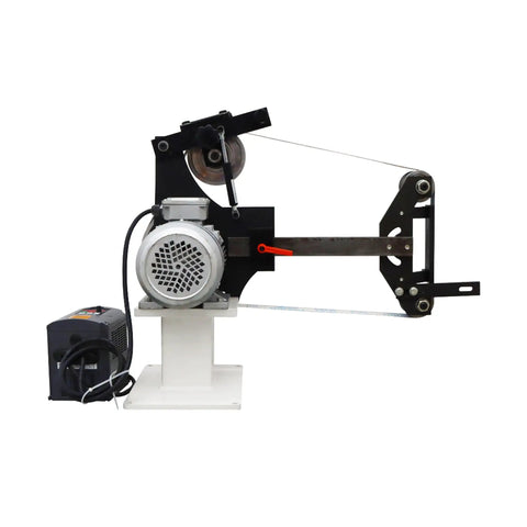 Heavy Duty 71 Inch Desktop Belt Sander Workhorse Featuring A Rock Solid 2200W Motor With Stepless Speed Control And Three Swappable Grinding Wheels For Killer Woodworking Projects.