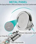 Kickin High Pressure Shower Head With Handheld And Filter For Hard Water featuring metal panel and non-slip handle