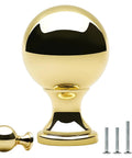 Image of a polished gold ball cabinet knob with 1-inch diameter, shown with screws, from the 10 Pack Polished Gold Ball Cabinet Knobs Set 1 Inch Diameter Zinc Alloy Dresser Drawer Handles With 1 Inch And 1.5 Inch Screws For Easy Installation Shiny Brass Kitchen Cabinet And Bathroom Furniture Hardware.