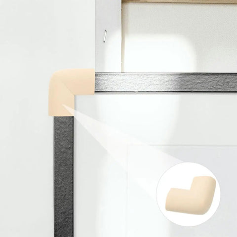 Beige NBR Corner Protectors For TVs And Mirrors Lightweight Edge Guards No Tools Needed 20 Pack shown on a frame corner