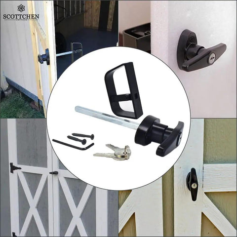 Heavy Duty Zinc T Handle Shed Door Lock Kit With Keyed Alike Security And D Grip Interior Lever For Garages And Garden Sheds Solid As A Rock Runs Butter Smooth