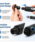Hands showcasing push-mount design and speed control of Heavy Duty Tire Patch Tools Kit With 2500 RPM Air Buffer.