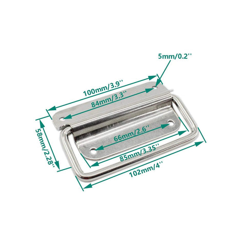 4 Pack Stainless Steel Wardrobe Handles Set With Foldable Boat Hatch Latches And Lifting Ring Pulls Rust Resistant Satin Finish 100mm Face Plate measuring diagram