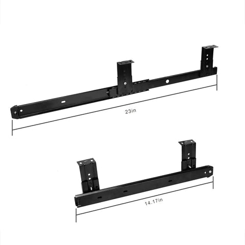 Rock Solid Heavy Duty Steel Under Desk Keyboard Tray Slide Rails, adjustable 23in and 14.17in lengths for secure mounting.