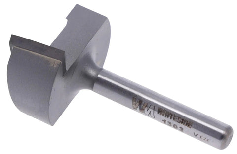 Shop Grade Carbide Tipped Mortising Straight Router Bit With A Quarter Inch Shank And One Point Two Five Inch Cut Diameter, steel body.