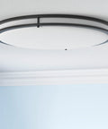 32 Inch Oval Flush Mount Light Fixture With Double Band Trim Dimmable LED Ceiling Light Color Selectable Matte Black