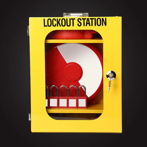 Lockout Tagout Station Wall Mounted Heavy Duty Built Tough LOTO Box Cabinet For Industrial Safety with steel construction cabinet.