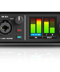 Front view of USB C Audio Interface With 2 Preamps And Hardware Monitoring 2 In 2 Out 24Bit 192kHz Recording Compatible With Mac Windows And iOS