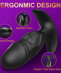Close-up of black silicone anal plug from 4 Piece Silicone Anal Plug Set For Men And Women With Flared T Bar Base Butt Plugs