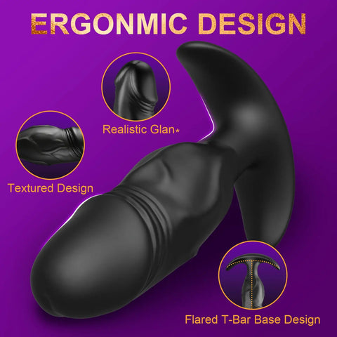 Close-up of black silicone anal plug from 4 Piece Silicone Anal Plug Set For Men And Women With Flared T Bar Base Butt Plugs
