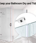 Frameless Glass Shower Door Side Seal Strip Kit For Three Eighth Inch Glass 15.75 Inches Long Five Section Segmented Install Kit Replacement Waterproof Seal For Frameless Doors shown installed preventing water leakage.