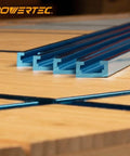 Two 48 Inch Universal T Track Bars With Double Cut Profile And Predrilled Mounting Holes for Woodworking on table surface