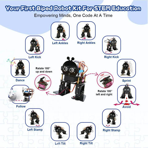 Bipedal Robot Kit For Teens And Adults ESP32 Arduino Based STEM Coding Toy DIY Robotics Project For Ages 12 To 16, acrylic robot posing