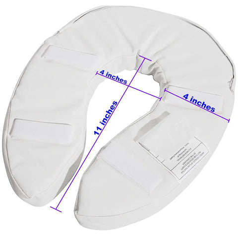 Raised Toilet Seat Cushion 2 Inch Thick Padded Comfort Riser Universal Fit Portable With Adjustable Straps Easy Clean Foam Padding In Durable Naugahyde Quick Install For Seniors And Caregivers shown with measurements