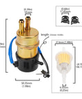 12V Electric Fuel Pump For Honda VT750C Shadow ACE 750 And CBR600F VT1100C3 1987 To 1994, 42 LPH Flow with dimensions