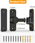 Sliding Barn Door Lock Hardware With 2-In-1 Keyless Entry And 90/180 Degree Mounting, Space Saving Flip Gate Latch in black with screws shown