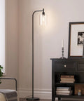 Bright Floor Lamp For Living Room With Glass Shade And LED Bulbs Industrial Tall Pole Standing Lamp For Bedroom Or Office Black Finish Modern Sleek Design That Fits Any Decor And Saves Space in corner of room.