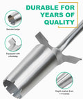 Close-up of Long Handled Bulb Planter Tool With Depth Marker And Sharp Teeth For Tulips Daffodils And Other Flowers Easy Knee Free Transplanter