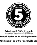 Warranty badge for Long 8 Foot AC DC Power Adapter 12V 3.33A 5.5x2.5mm Plug For Williams Rhapsody 2 Digital Piano