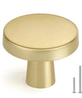 Gold Round Cabinet Knobs Set Of 30 Brushed Brass Zinc Alloy Hardware 1 Inch And 1.57 Inch Screws Heavy Duty Metal Pulls