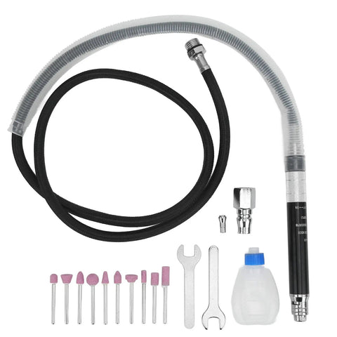 No Sweat Precision Work Relies On This Beefy Pneumatic Pencil Die Grinder Kit includes air hose, collet, and assorted grinding heads.