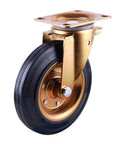 Six Inch Brake Swivel Casters With Iron Core Rubber Wheels Four Pack Heavy Duty Mobile Caster Set Quiet Rolling With Built In Brakes