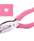 Heart Shaped Hole Punch For Crafting, 6.3 Inch Handheld Paper Punch with 1/4 Inch Heart Hole, pink leather cover, metal body for crafts.